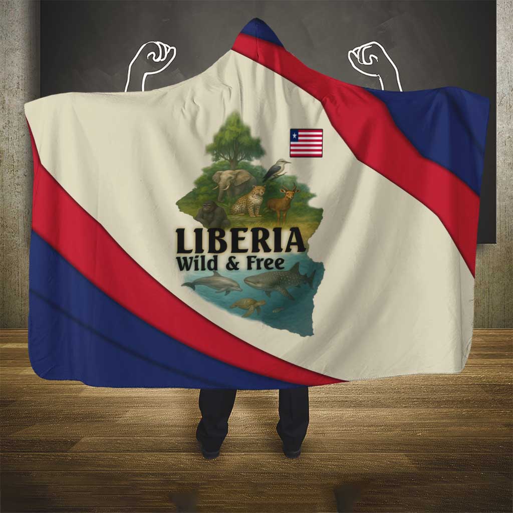 Liberia Wildlife Hooded Blanket African Safari and Ocean Marine Life - African Pride