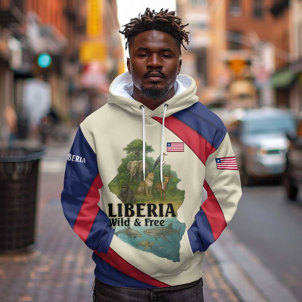Liberia Wildlife Hoodie African Safari and Ocean Marine Life - African Pride