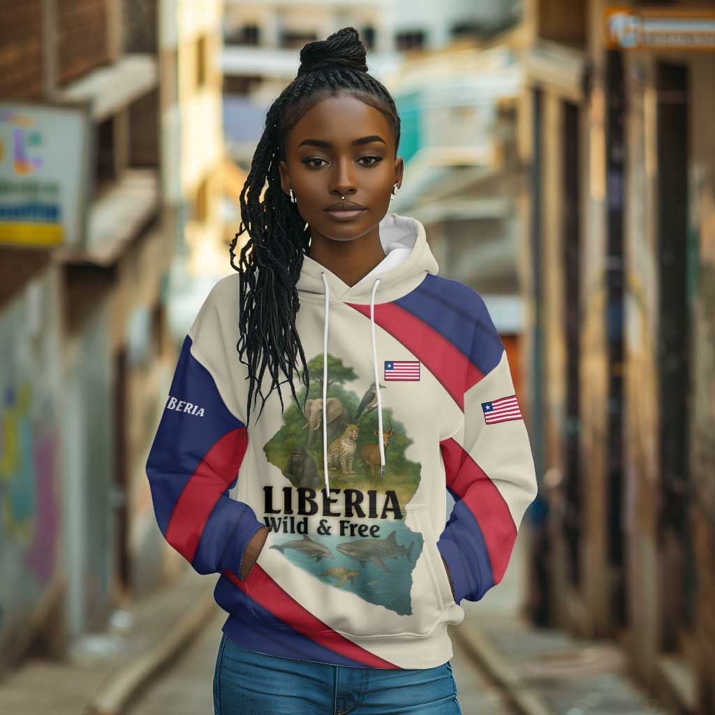 Liberia Wildlife Hoodie African Safari and Ocean Marine Life - African Pride