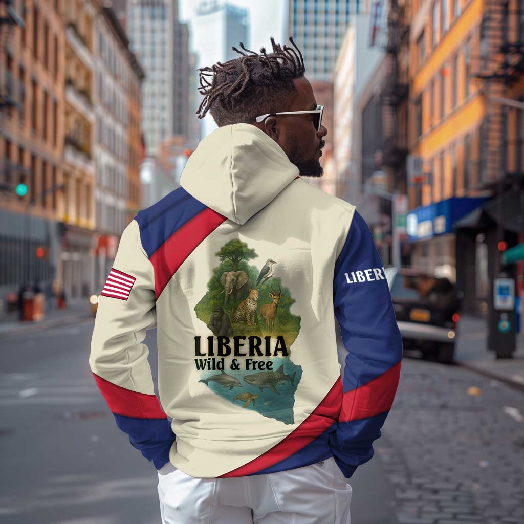 Liberia Wildlife Hoodie African Safari and Ocean Marine Life - African Pride