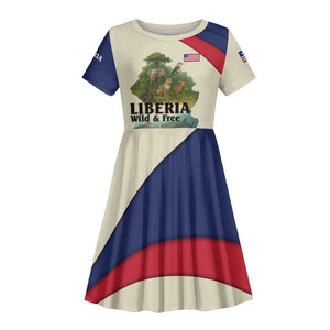 Liberia Wildlife Kid Short Sleeve Dress African Safari and Ocean Marine Life - African Pride