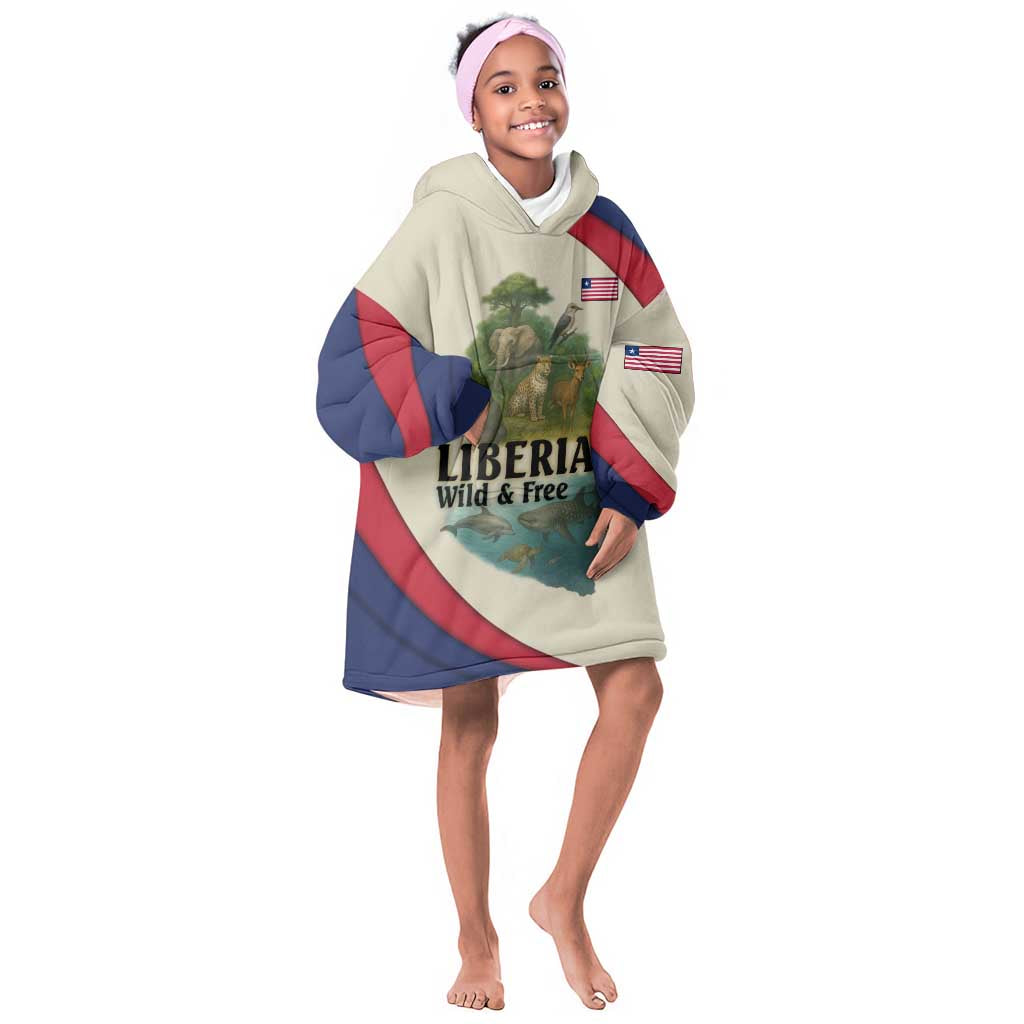 Liberia Wildlife Kid Wearable Blanket Hoodie African Safari and Ocean Marine Life - African Pride