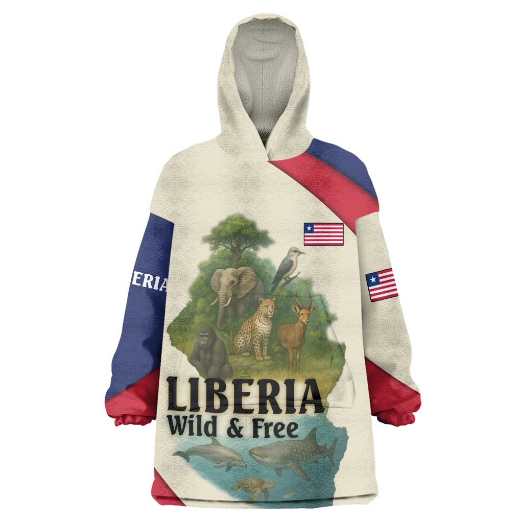 Liberia Wildlife Kid Wearable Blanket Hoodie African Safari and Ocean Marine Life - African Pride