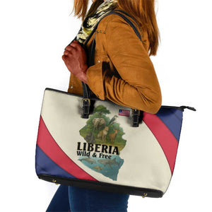 Liberia Wildlife Leather Tote Bag African Safari and Ocean Marine Life - African Pride