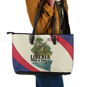 Liberia Wildlife Leather Tote Bag African Safari and Ocean Marine Life - African Pride