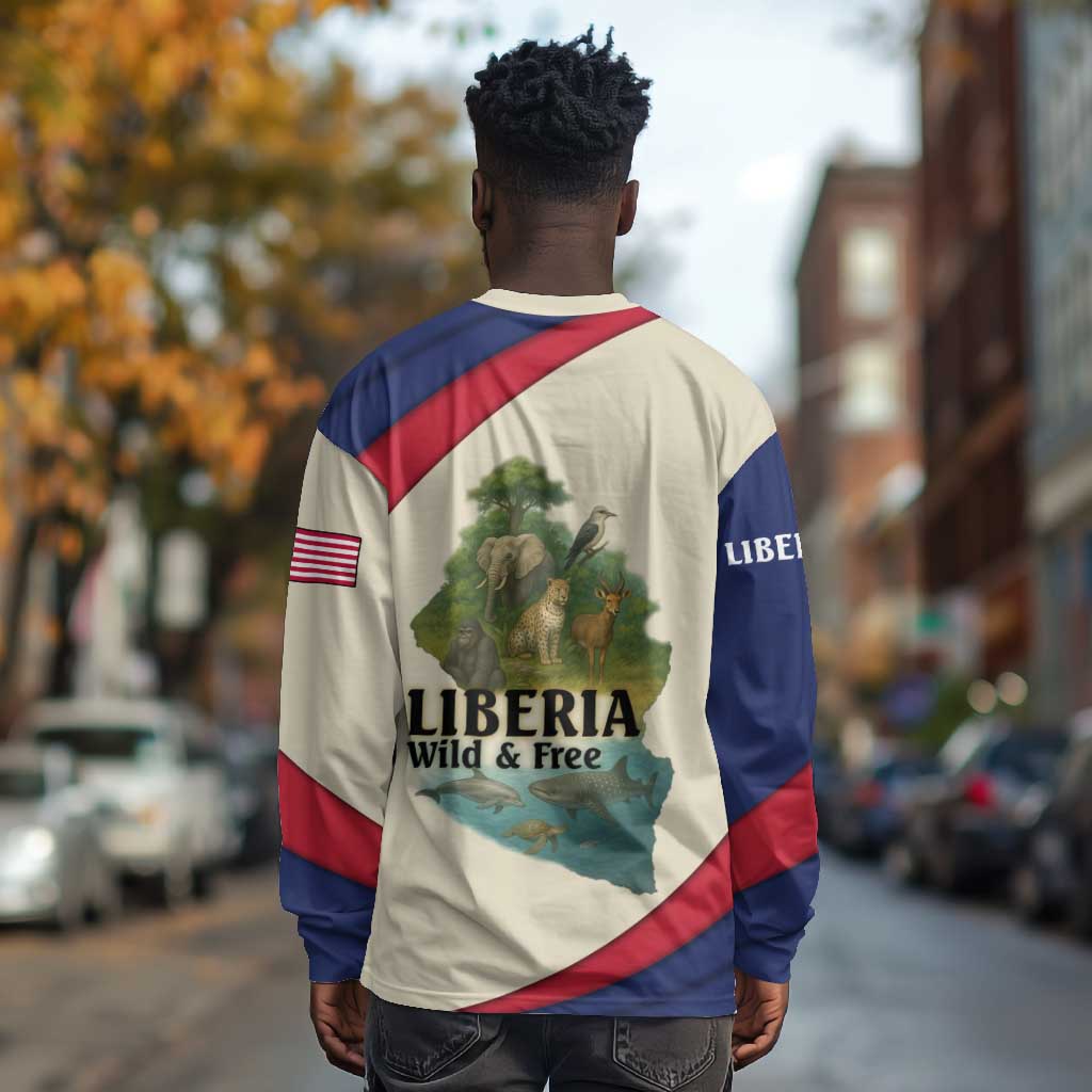 Liberia Wildlife Long Sleeve Shirt African Safari and Ocean Marine Life - African Pride