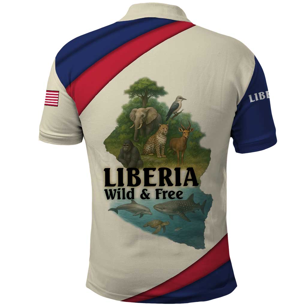 Liberia Wildlife Polo Shirt African Safari and Ocean Marine Life - African Pride