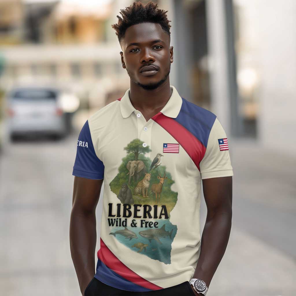 Liberia Wildlife Polo Shirt African Safari and Ocean Marine Life - African Pride