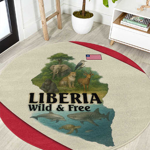 Liberia Wildlife Round Carpet African Safari and Ocean Marine Life - African Pride