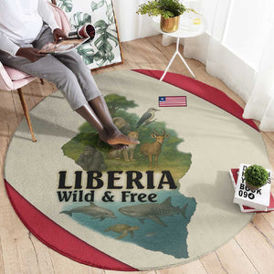 Liberia Wildlife Round Carpet African Safari and Ocean Marine Life - African Pride