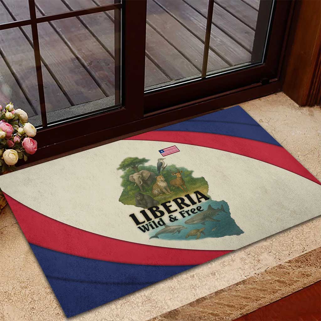 Liberia Wildlife Rubber Doormat African Safari and Ocean Marine Life - African Pride