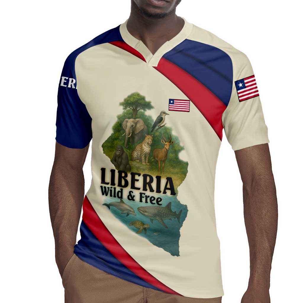 Liberia Wildlife Rugby Jersey African Safari and Ocean Marine Life - African Pride