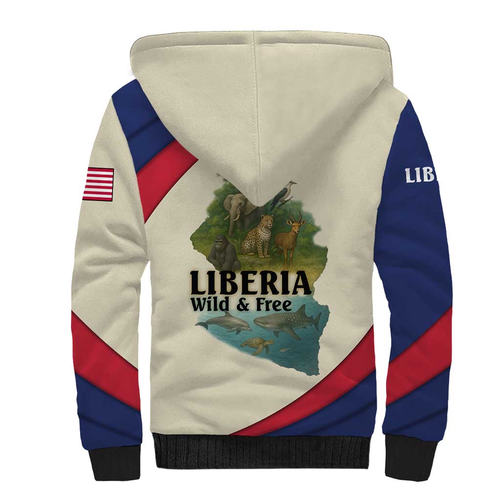 Liberia Wildlife Sherpa Hoodie African Safari and Ocean Marine Life - African Pride