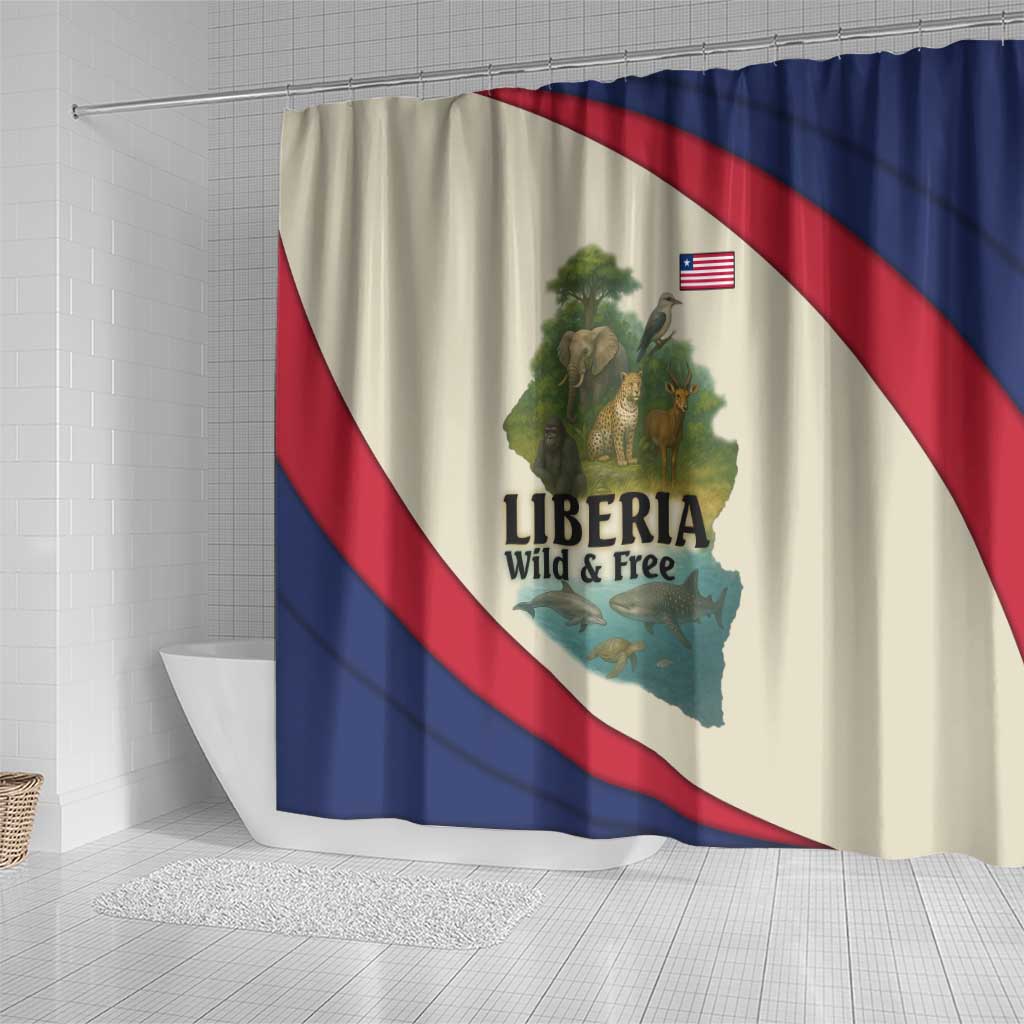 Liberia Wildlife Shower Curtain African Safari and Ocean Marine Life - African Pride