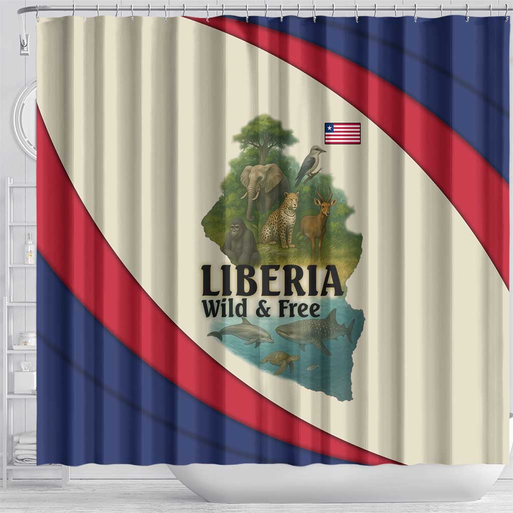 Liberia Wildlife Shower Curtain African Safari and Ocean Marine Life - African Pride