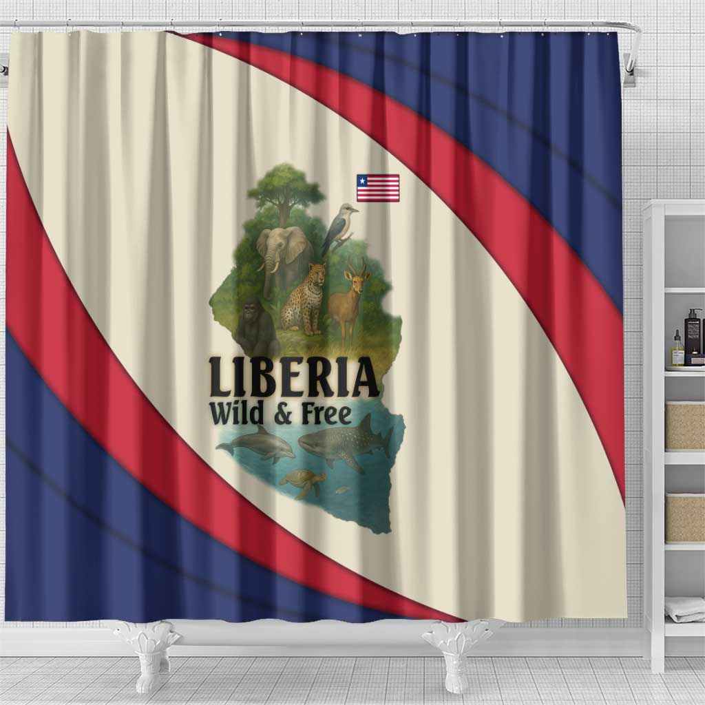 Liberia Wildlife Shower Curtain African Safari and Ocean Marine Life - African Pride