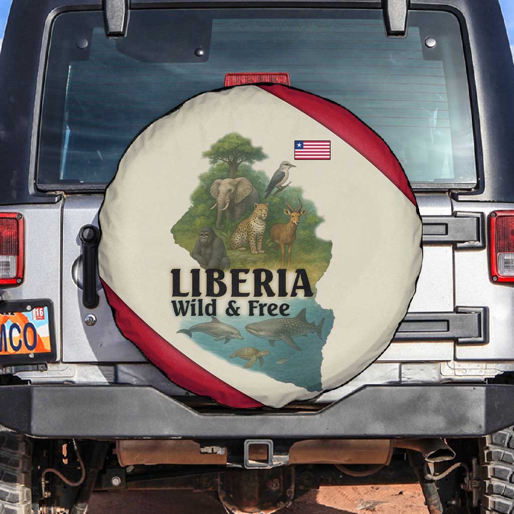 Liberia Wildlife Spare Tire Cover African Safari and Ocean Marine Life - African Pride