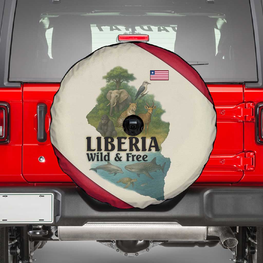 Liberia Wildlife Spare Tire Cover African Safari and Ocean Marine Life - African Pride