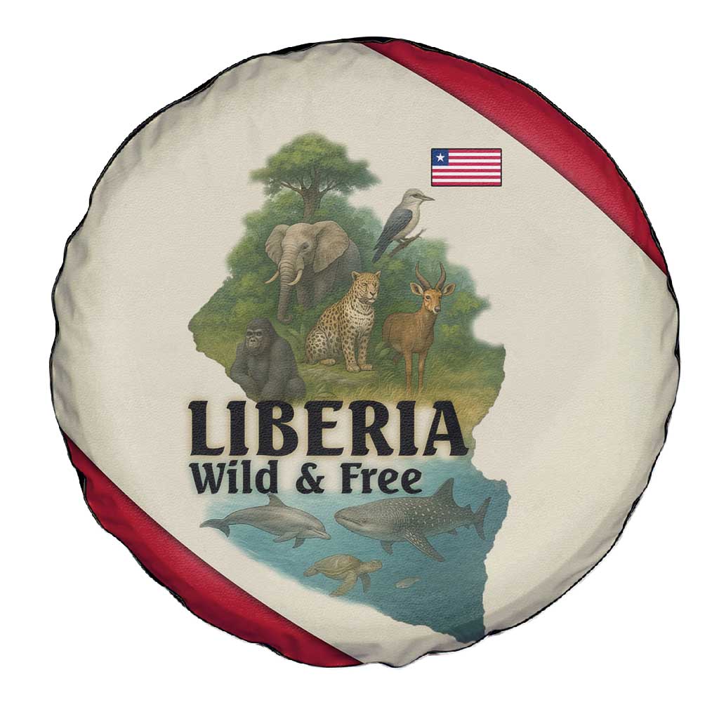 Liberia Wildlife Spare Tire Cover African Safari and Ocean Marine Life - African Pride