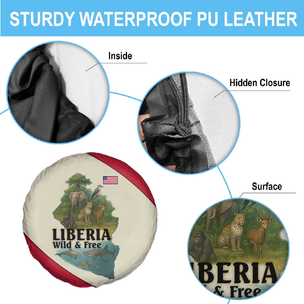 Liberia Wildlife Spare Tire Cover African Safari and Ocean Marine Life - African Pride