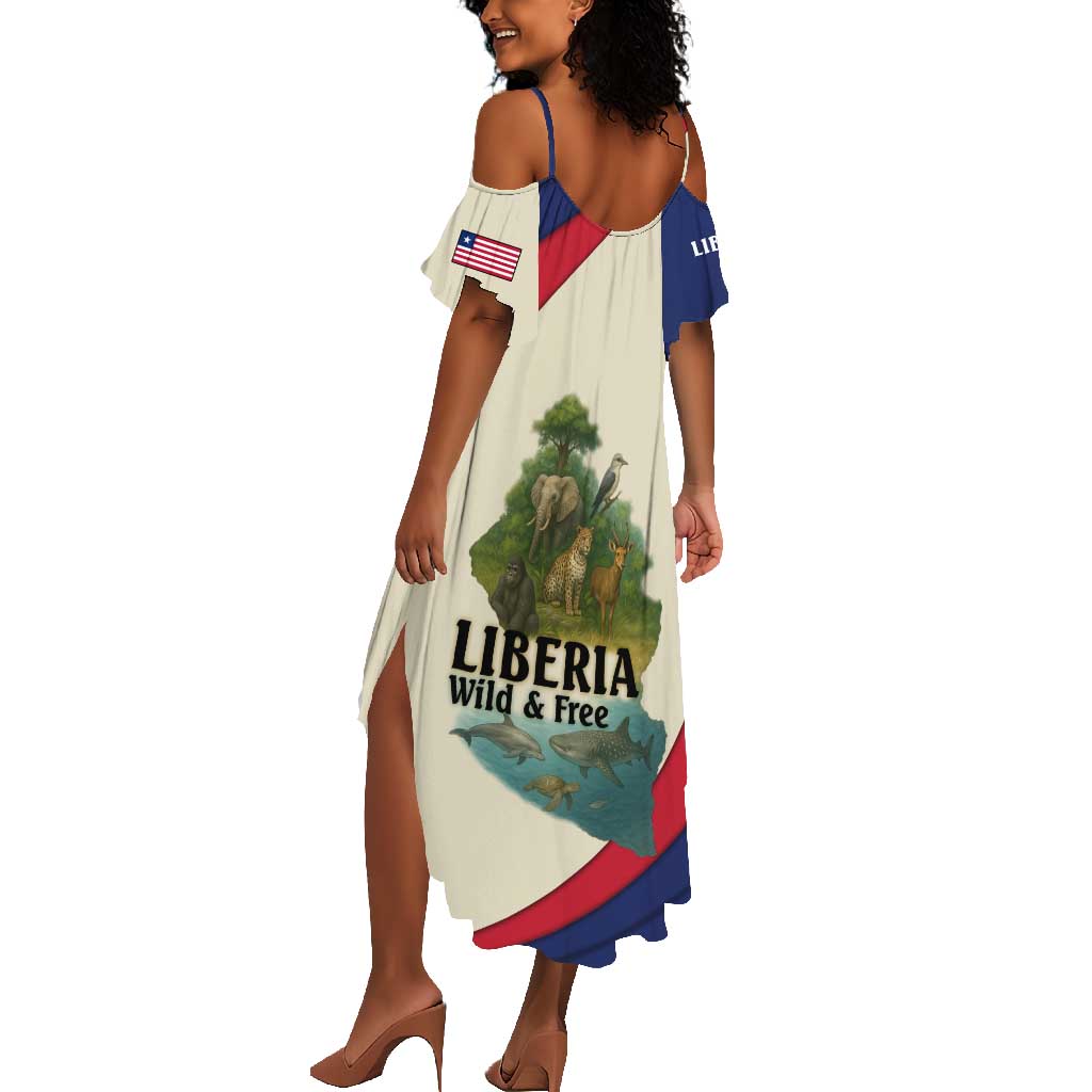 Liberia Wildlife Summer Maxi Dress African Safari and Ocean Marine Life - African Pride