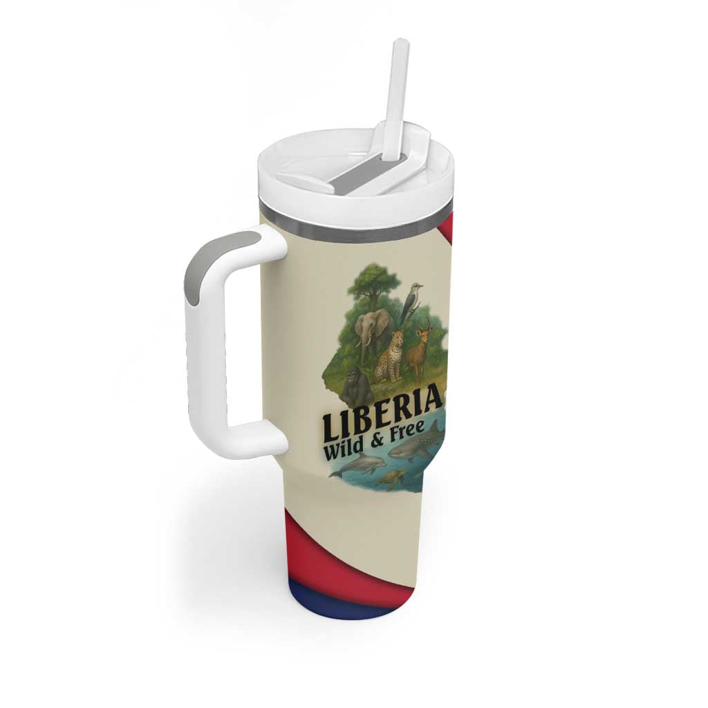 Liberia Wildlife Tumbler With Handle African Safari and Ocean Marine Life - African Pride