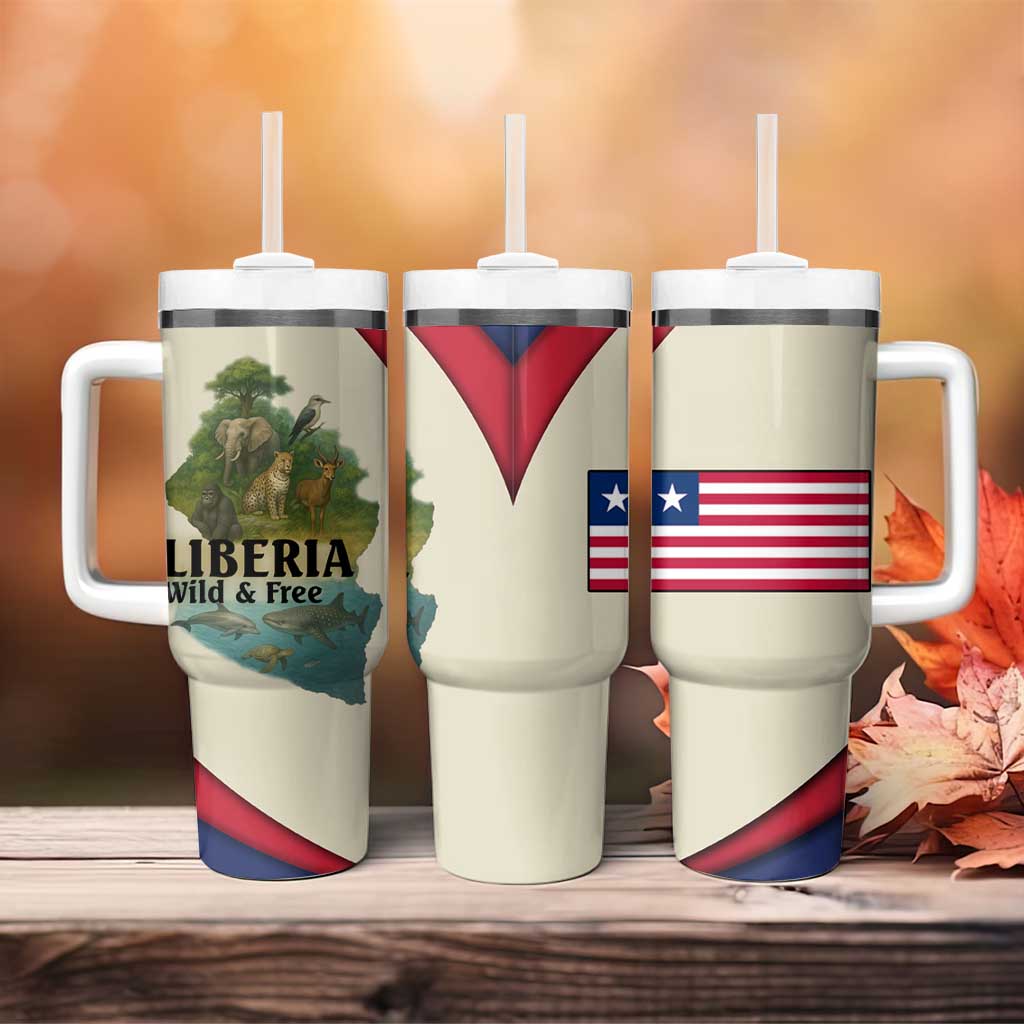 Liberia Wildlife Tumbler With Handle African Safari and Ocean Marine Life - African Pride