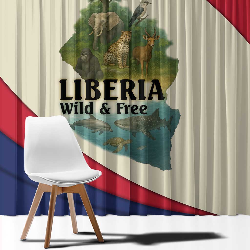 Liberia Wildlife Window Curtain African Safari and Ocean Marine Life - African Pride