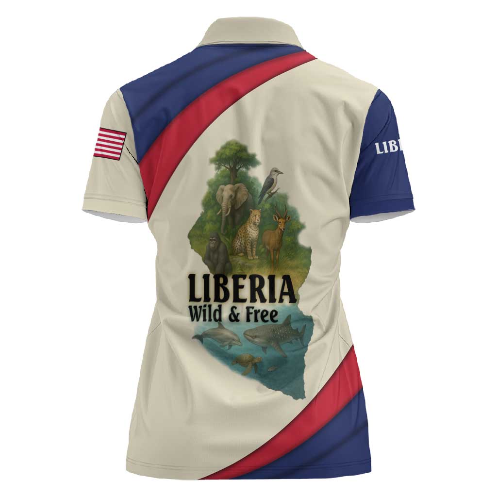 Liberia Wildlife Women Polo Shirt African Safari and Ocean Marine Life - African Pride