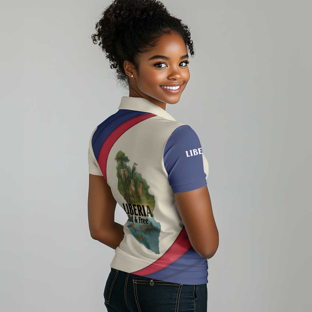 Liberia Wildlife Women Polo Shirt African Safari and Ocean Marine Life - African Pride