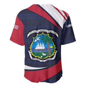 Liberia National Emblem Baseball Jersey Tribal Pattern and Heritage Colors - African Pride