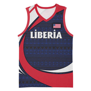 Liberia National Emblem Basketball Jersey Tribal Pattern and Heritage Colors - African Pride
