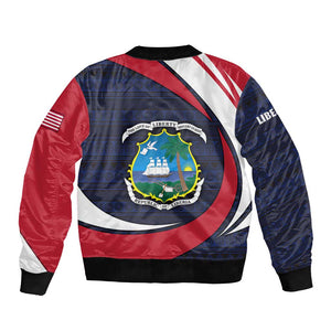 Liberia National Emblem Bomber Jacket Tribal Pattern and Heritage Colors - African Pride