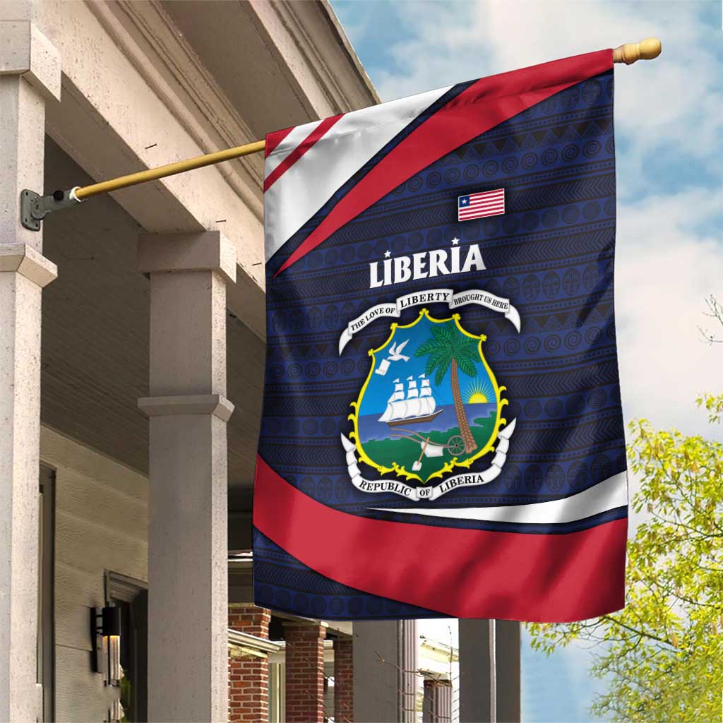 Liberia National Emblem Garden Flag Tribal Pattern and Heritage Colors - African Pride