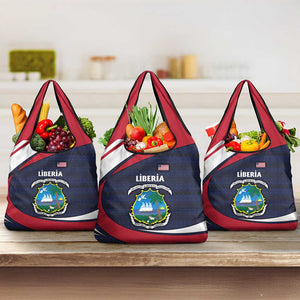 Liberia National Emblem Grocery Bag Tribal Pattern and Heritage Colors - African Pride