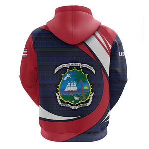 Liberia National Emblem Hoodie Tribal Pattern and Heritage Colors - African Pride