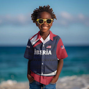 Liberia National Emblem Kid Hawaiian Shirt Tribal Pattern and Heritage Colors - African Pride