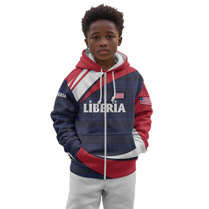 Liberia National Emblem Kid Hoodie Tribal Pattern and Heritage Colors - African Pride