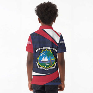 Liberia National Emblem Kid Polo Shirt Tribal Pattern and Heritage Colors - African Pride