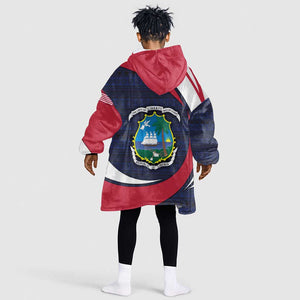 Liberia National Emblem Kid Wearable Blanket Hoodie Tribal Pattern and Heritage Colors - African Pride