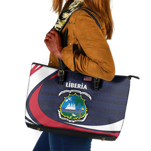 Liberia National Emblem Leather Tote Bag Tribal Pattern and Heritage Colors - African Pride