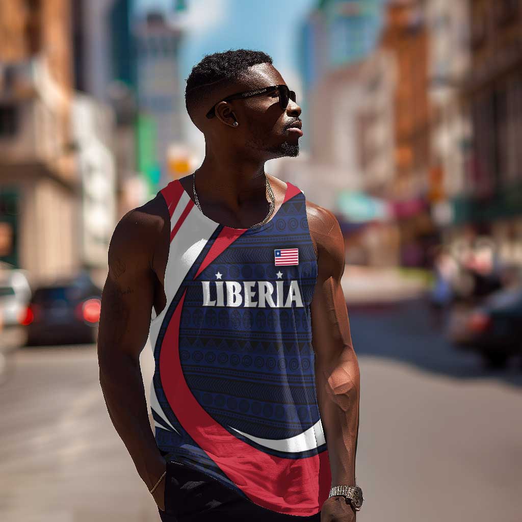 Liberia National Emblem Men Tank Top Tribal Pattern and Heritage Colors - African Pride