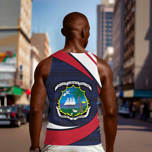 Liberia National Emblem Men Tank Top Tribal Pattern and Heritage Colors - African Pride