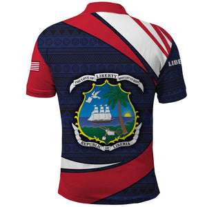 Liberia National Emblem Polo Shirt Tribal Pattern and Heritage Colors - African Pride