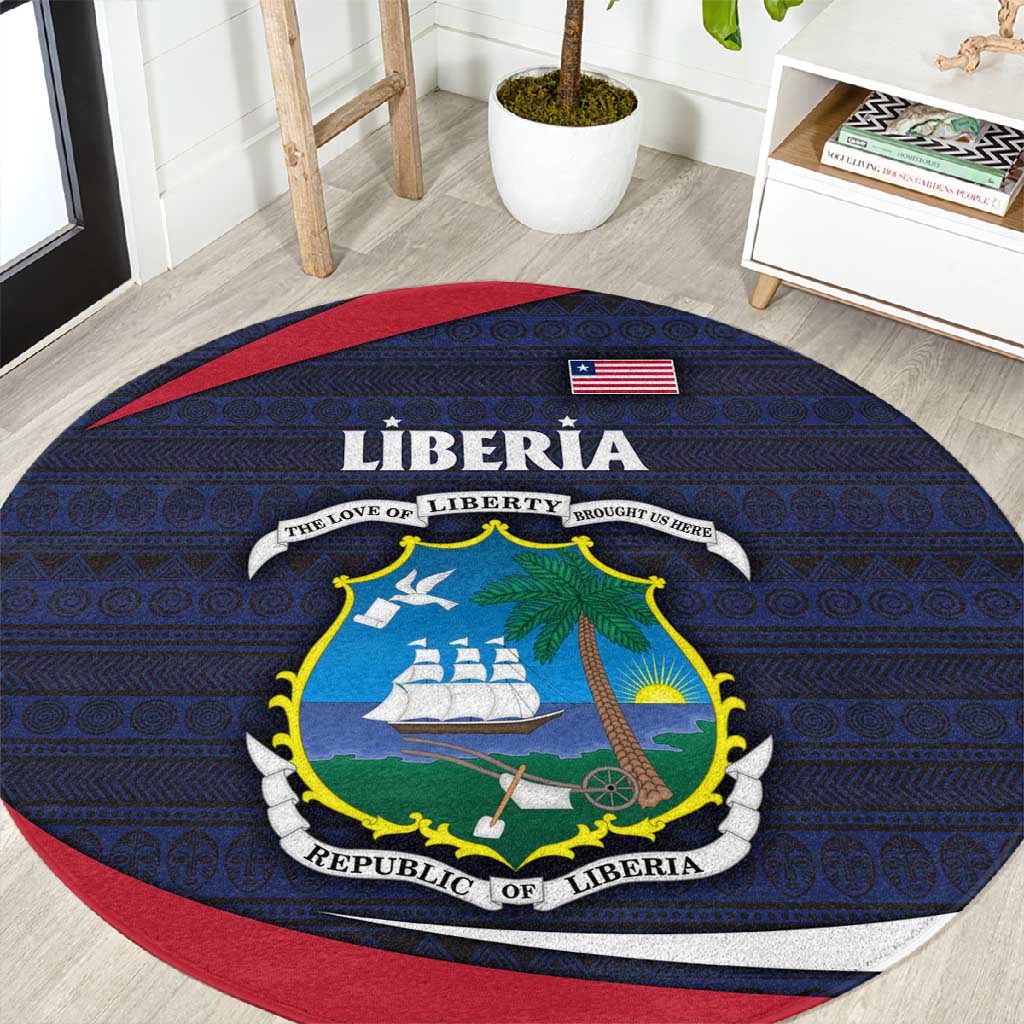 Liberia National Emblem Round Carpet Tribal Pattern and Heritage Colors - African Pride