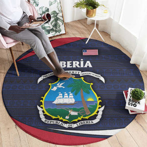 Liberia National Emblem Round Carpet Tribal Pattern and Heritage Colors - African Pride