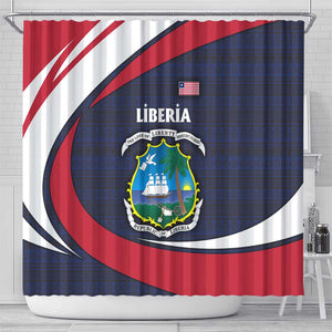 Liberia National Emblem Shower Curtain Tribal Pattern and Heritage Colors - African Pride