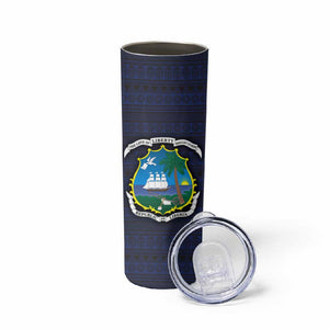 Liberia National Emblem Skinny Tumbler Tribal Pattern and Heritage Colors - African Pride