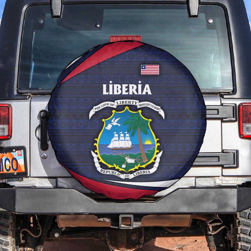 Liberia National Emblem Spare Tire Cover Tribal Pattern and Heritage Colors - African Pride