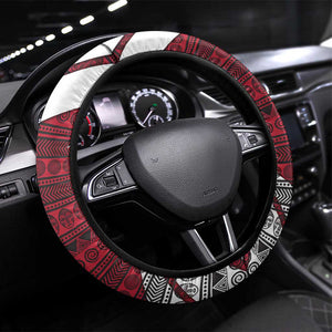 Liberia National Emblem Steering Wheel Cover Tribal Pattern and Heritage Colors - African Pride